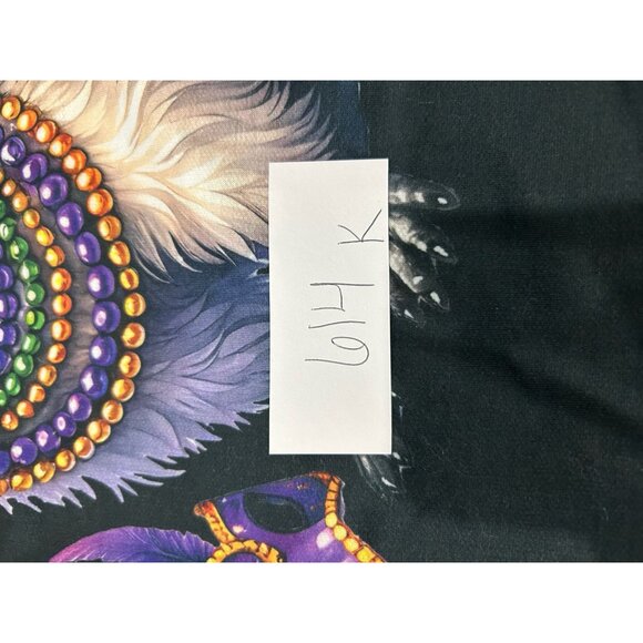 Shall We Mardi Gras Raccoon Sweatshirt Black Multi Sz Large Polyester Relaxed - Picture 9 of 11